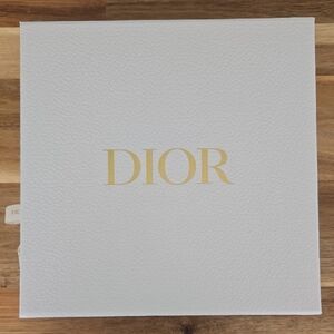 Dior White Box with Gold Logo. Ribbon, Paper, And Card Included
